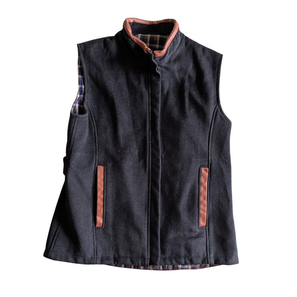 Celtic Tweed Women's Wool Blend Vest Charcoal Grey Blanket Lined- Size 14